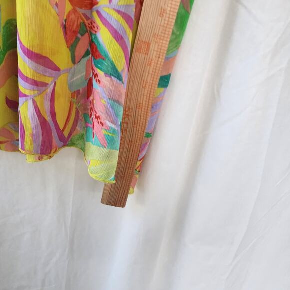 BECCA Costa Printed Bella Yellow Floral Vibrant Chiffon Beach Cover Up Size XSS - Picture 5 of 8